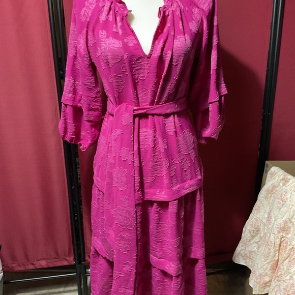 Pioneer Woman hot pink tiered high low dress Small - Picture 3 of 7
